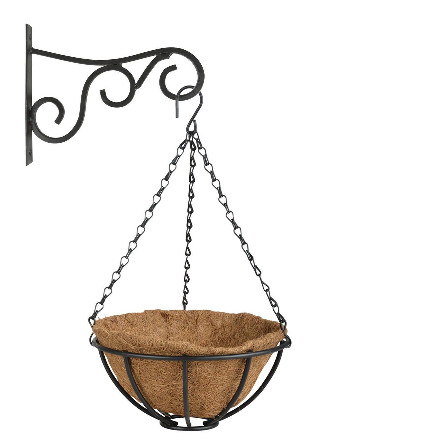 Hanging Basket 25 Cm Met Metalen Muurhaak En Kokos Inlegvel Plantenbakken