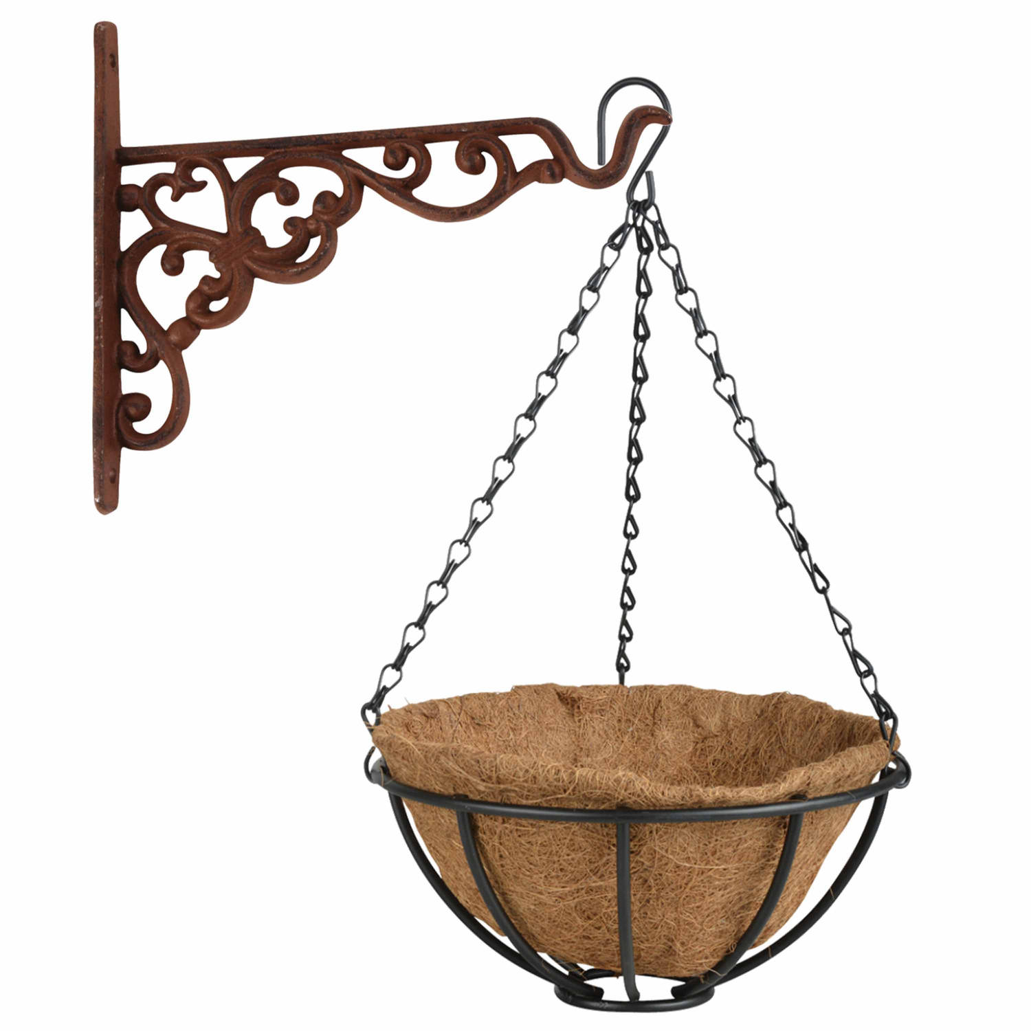 Hanging Basket 25 Cm Met Metalen Muurhaak En Kokos Inlegvel Plantenbakken