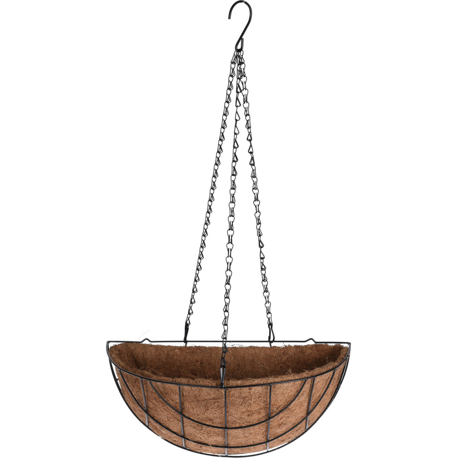 Metalen Hanging Basket-Plantenbak Halfrond Zwart Met Ketting 37 Cm Hangende Bloemen Plantenbakken