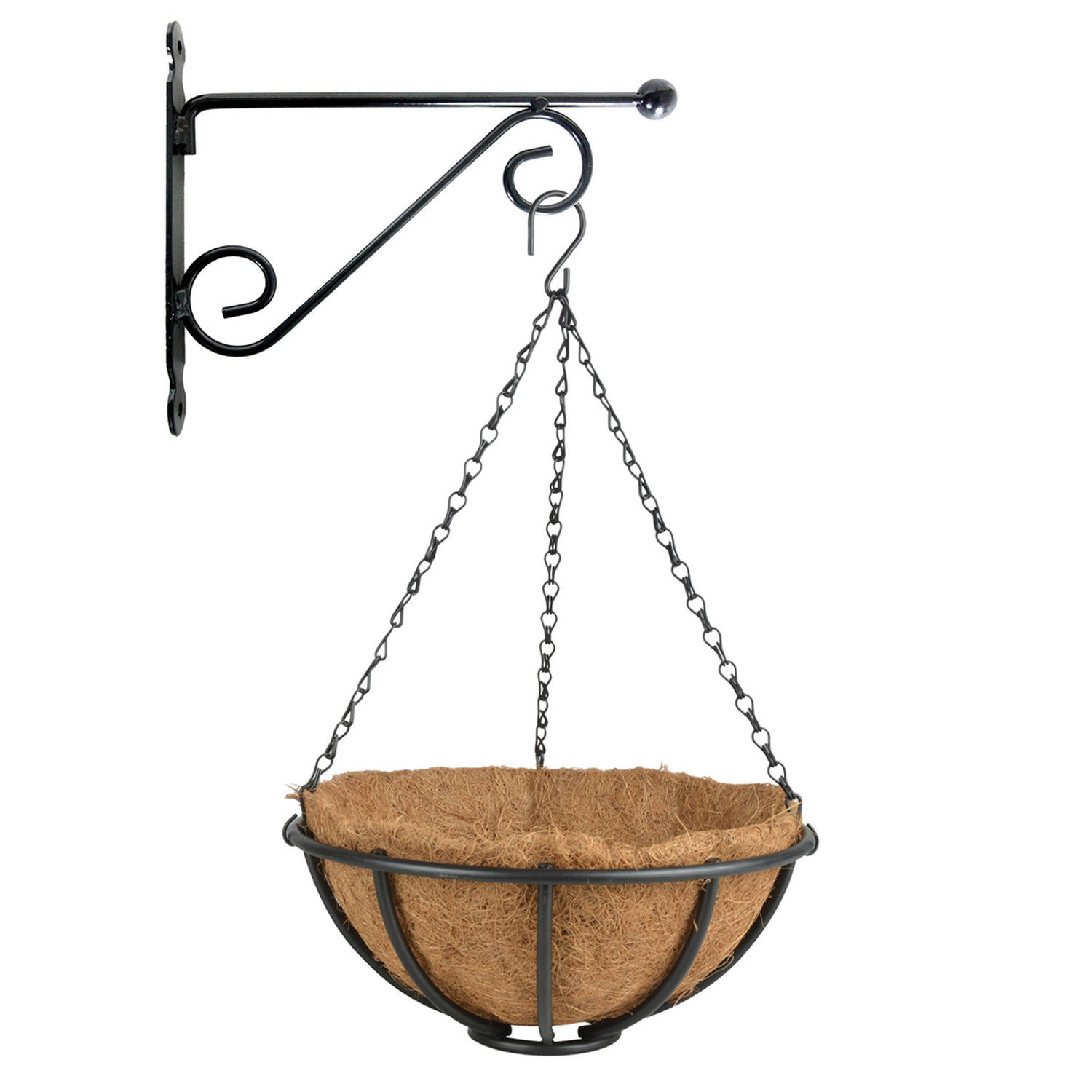 Esschert Design Hanging Basket 30 Cm Met Muurhaak etaal - Complete Hangmand Set - Plantenbakken