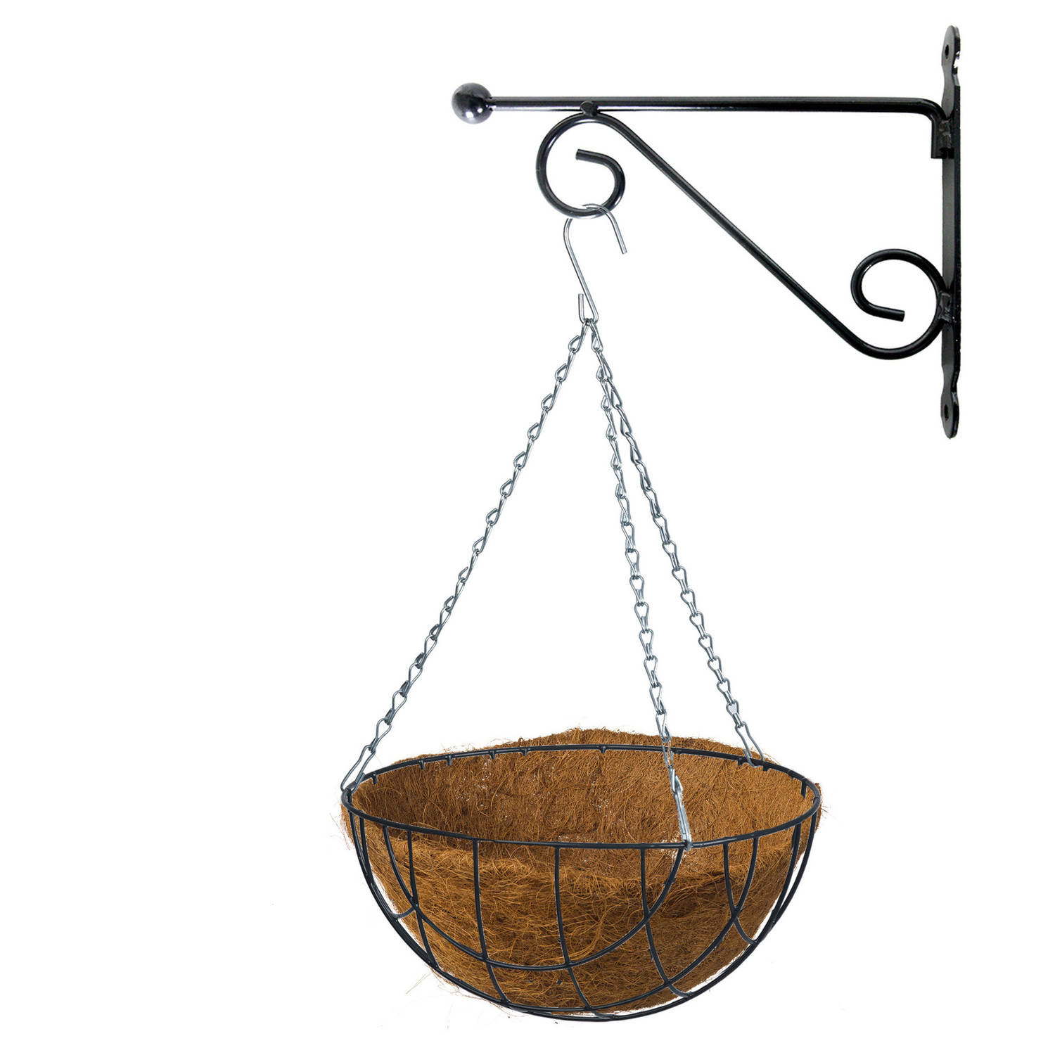 Merkloos Hanging Basket 25 Cm Met Metalen Muurhaak En Kokos Inlegvel - Plantenbakken