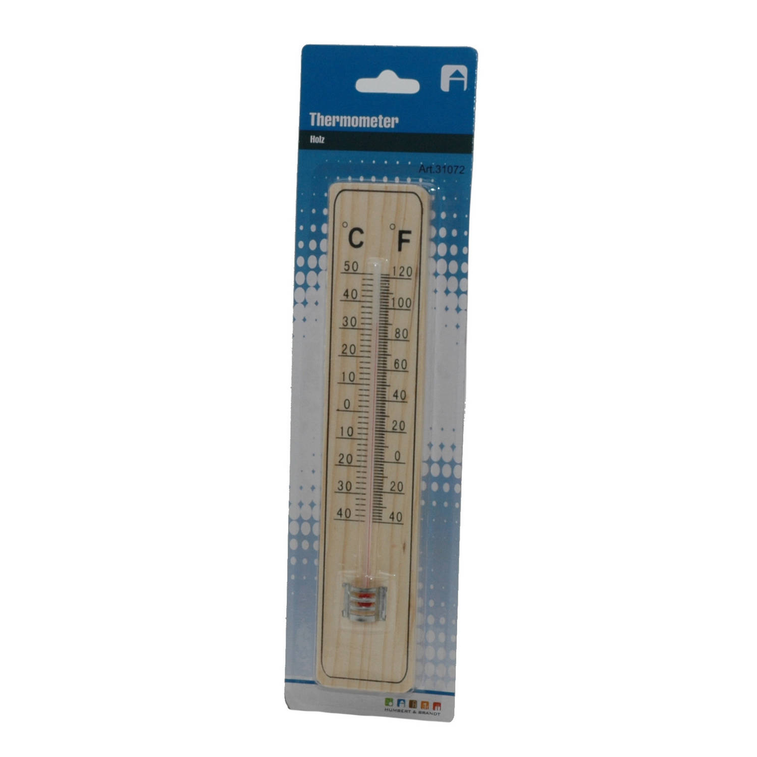 Binnen/buiten thermometer hout 21 x 4 cm - Buitenthermometers