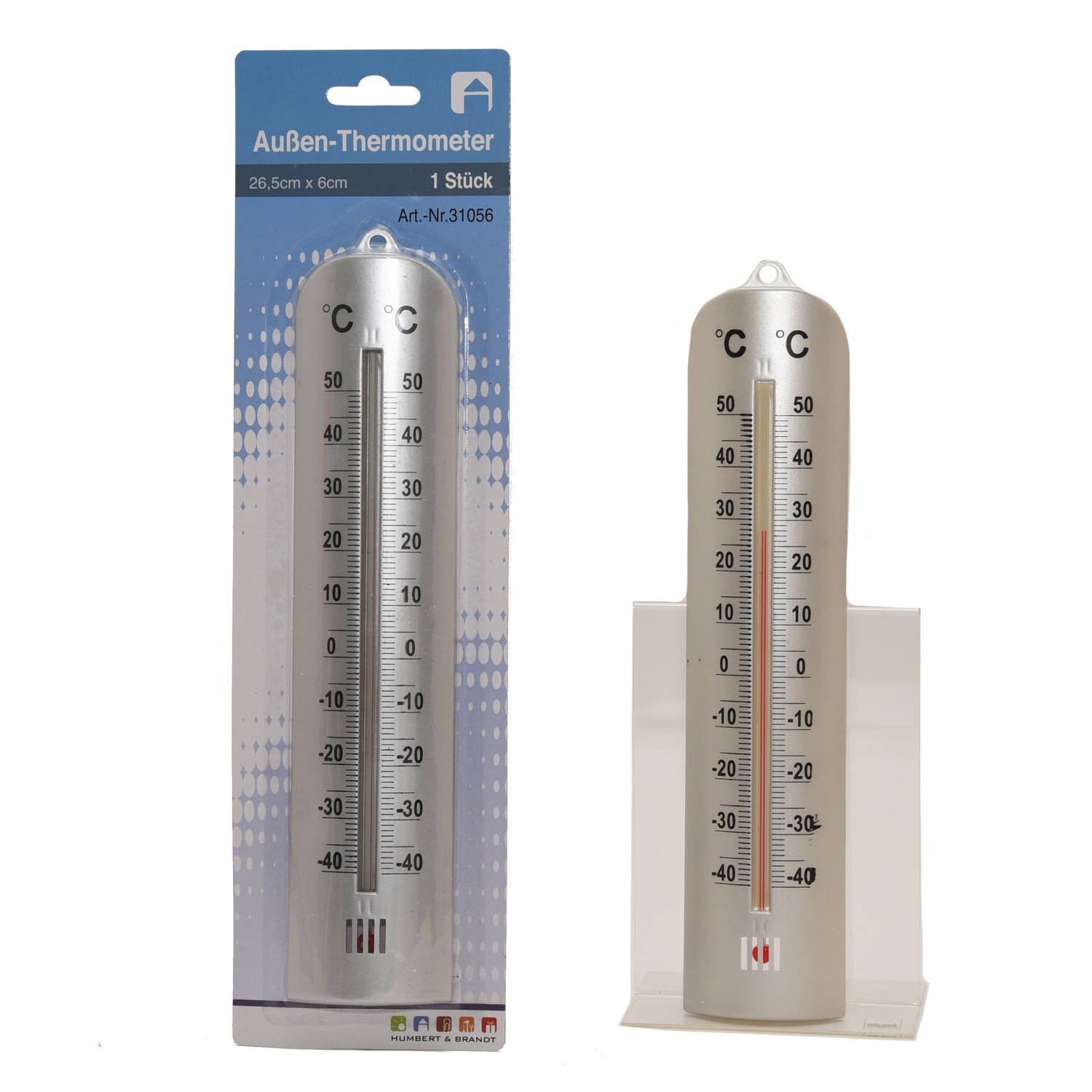 Schatting Ziektecijfers Berucht Binnen/buiten thermometer RVS look 26 x 6 cm - Buitenthermometers | Blokker