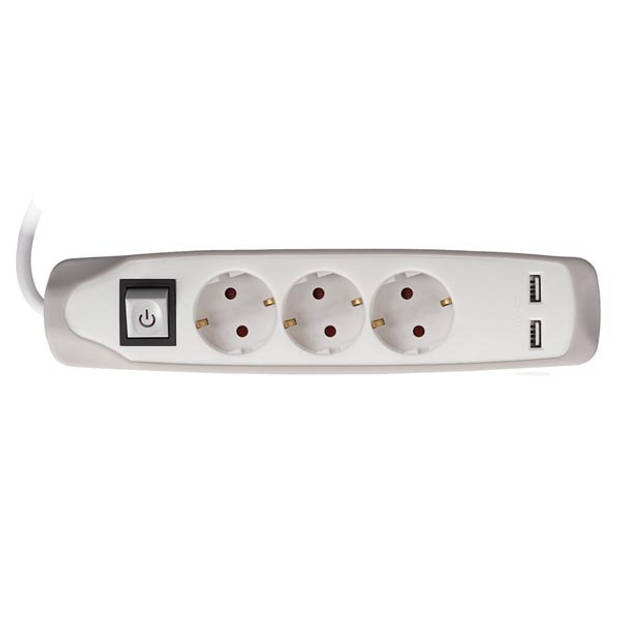 Perel stekkerdoos 3-voudig incl. 2 USB-poorten Penaarde 3500W