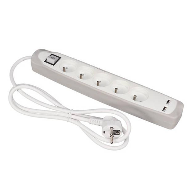 Perel stekkerdoos 5-voudig incl. 2 USB-poorten Penaarde 3500W