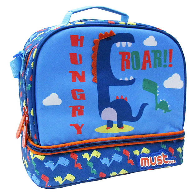 Must koeltas Dino jongens 8 liter 27 x 24 cm polyester blauw