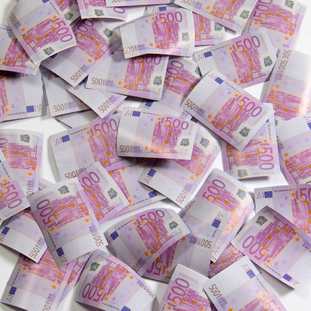 Folat confettikanon 500 euro bankbiljet 28 cm roze/wit