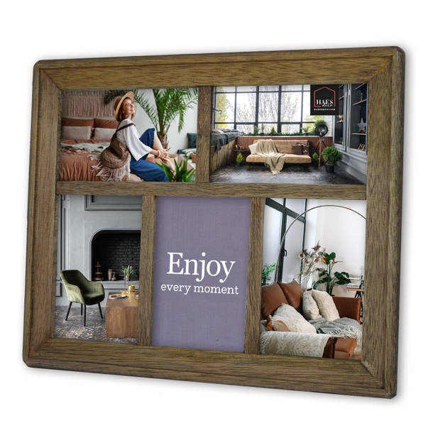 HAES DECO - Houten Multi Fotolijst Malaga voor 5 foto's 10x15 cm - MP11415-1