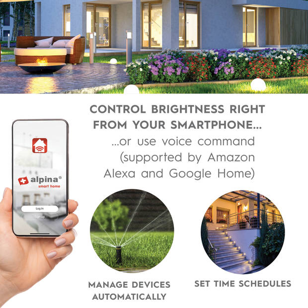 alpina Smart Home - Slimme Stekker - Buiten - Verbruiksmeter en Timer - App Besturing