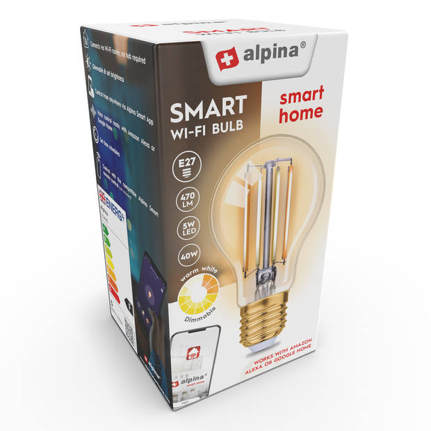 alpina Smart Home Wifi Lamp - Slimme Verlichting - LED Lamp - App besturing - Voice Control - Google Home - Amazon Alexa