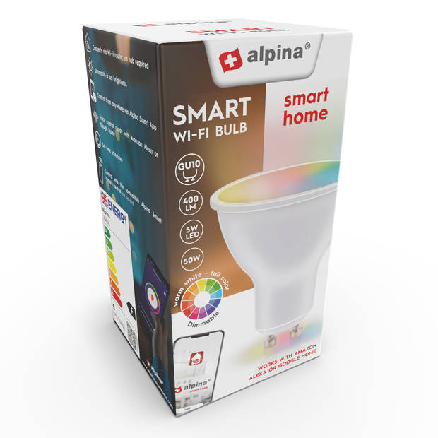 alpina Smart Home RGB Lamp - GU10 - LED - App Besturing - Voice Control - Alexa - Google Home