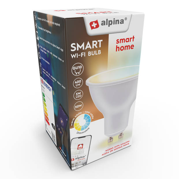 alpina Smart Home LED Lamp - GU10 - Warm en Koud Wit Licht - Slimme verlichting - App Besturing
