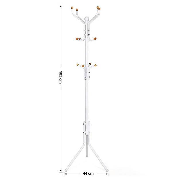 Staande Kapstok met 12 Haken - Metaal/ Beuken - Zwart