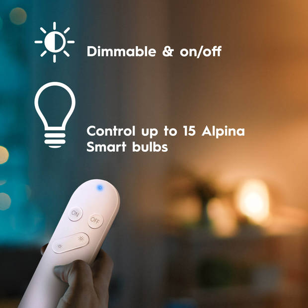 alpina Smart Home - Slimme Afstandsbediening - voor alpina Smart Lampen - Dimmen - Aan/Uit Zetten - tot 15 Lampen