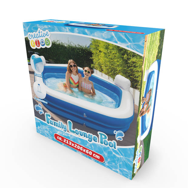 Creative Kids - Vijfhoekig Familiezwembad - Opblaasbaar - 2 Loungestoelen