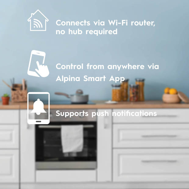alpina Smart home - Wifi Warmte- en Rookmelder - Wand en Plafond Montage - 85 dB