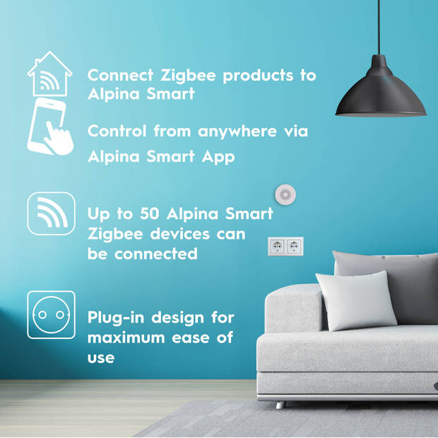 alpina Smart Home - Smart Zigbee Gateway - 230V - Verbind tot 50 Smart Apparaten