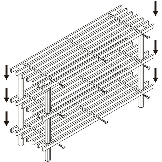 Alpina Schoenenrek - hout - 3-laags - 74 x 26 x 48 cm - schoenenbank - Schoenenrekken