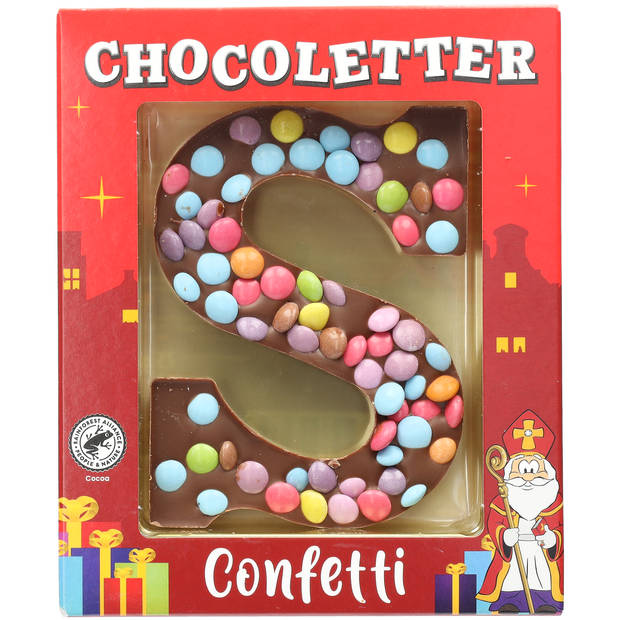 Chocolade letter S met confetti, 75 gram