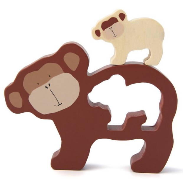 Trixie vormenpuzzel Mr. Monkey 10 x 13 cm hout bruin 2 stuks