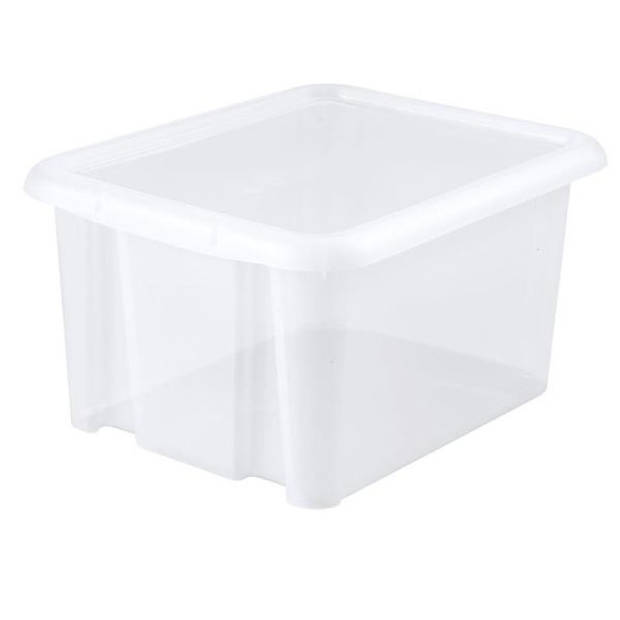 3x stuks kunststof opbergboxen/opbergdozen wit transparant L44 x B36 x H25 cm stapelbaar - Opbergbox
