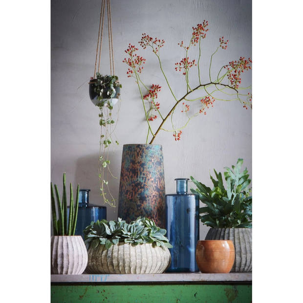 Plantenpot/bloemenvaas van keramiek in het flakes koper print 35 x 17 cm - Vazen