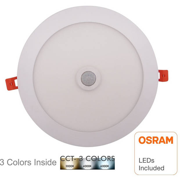 LED Downlight Slim - Facto Dury - PIR Bewegingssensor 360° + Dag en Nacht Sensor - Aanpasbare Vermogen - Aanpasbare