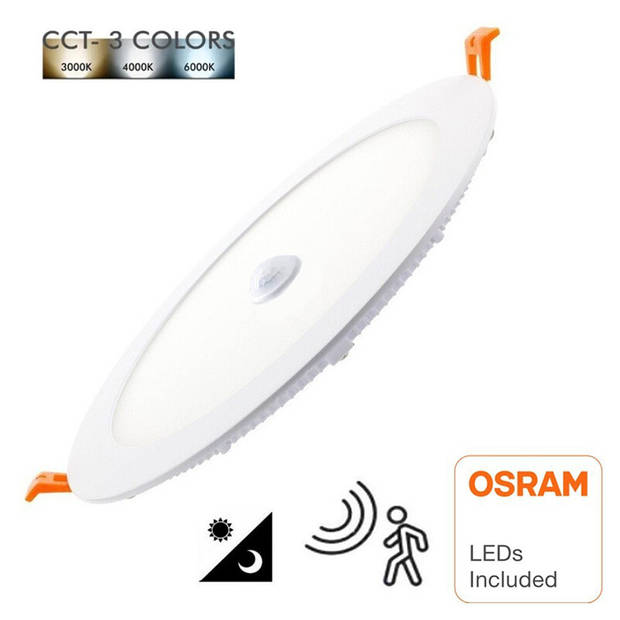 LED Downlight Slim - Facto Dury - PIR Bewegingssensor 360° + Dag en Nacht Sensor - Aanpasbare Vermogen - Aanpasbare