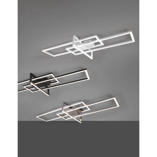 LED Plafondlamp - Plafondverlichting - Trion Salana - 34W - Warm Wit 3000K - Dimbaar - Rechthoek - Mat Zwart - Aluminium