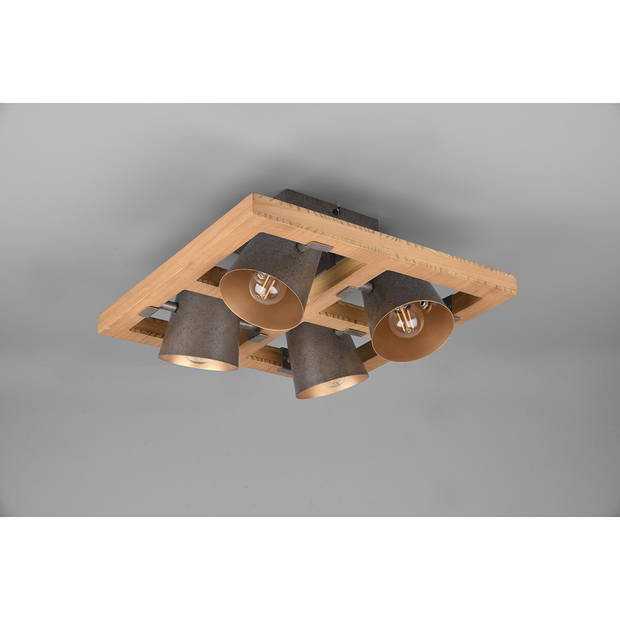 LED Plafondspot - Trion Bimm - E14 Fitting - 4-lichts - Rond - Antiek Nikkel - Aluminium