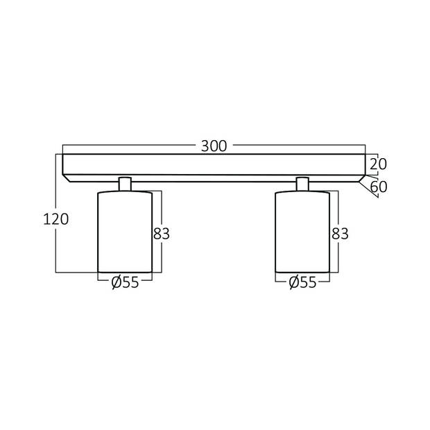 LED Plafondspot - Brinton Betin - GU10 Fitting - 2-lichts - Rond - Mat Zwart - Kantelbaar - Aluminium