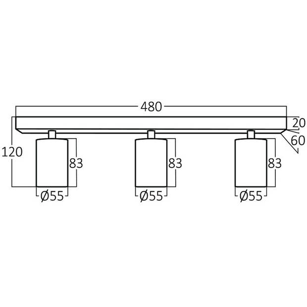 LED Plafondspot - Brinton Betin - GU10 Fitting - 3-lichts - Rond - Mat Zwart - Kantelbaar - Aluminium