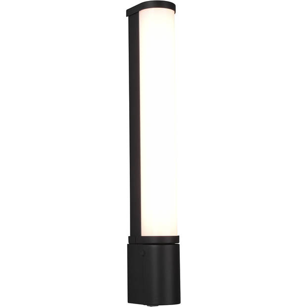 LED Wandlamp - Trion Pilana - 8W - Warm Wit 3000K - Spatwaterdicht IP44 - Rond - Mat Zwart - Kunststof
