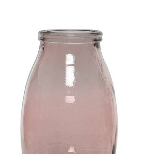 Roze vazen/bloemenvazen van gerecycled glas 18 x 28 cm - Vazen