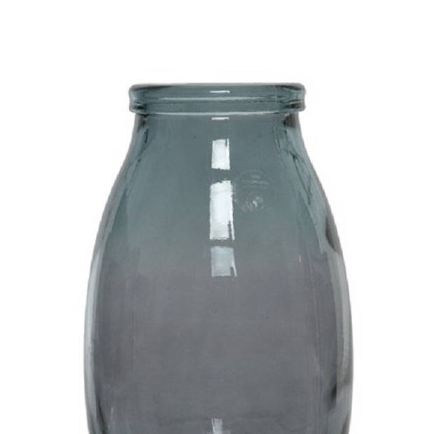 Grijze vazen/bloemenvazen van gerecycled glas 18 x 28 cm - Vazen