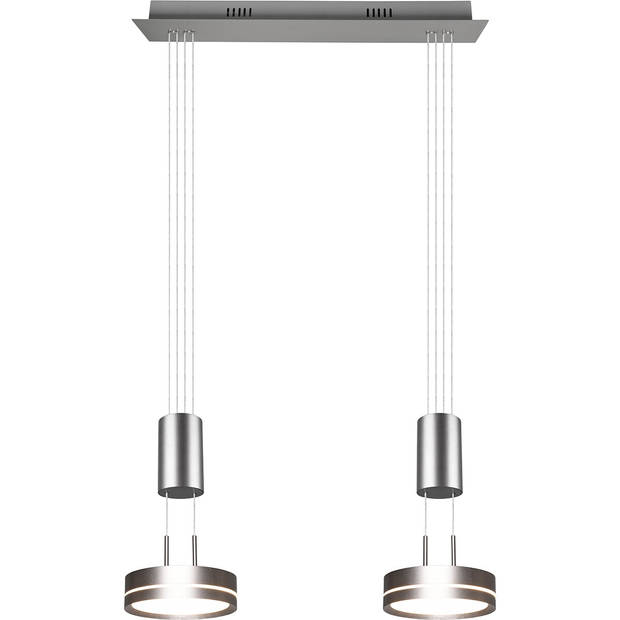 LED Hanglamp - Hangverlichting - Trion Franco - 14.4W - 2-lichts - Warm Wit 3000K - Dimbaar - Rond - Mat Nikkel -