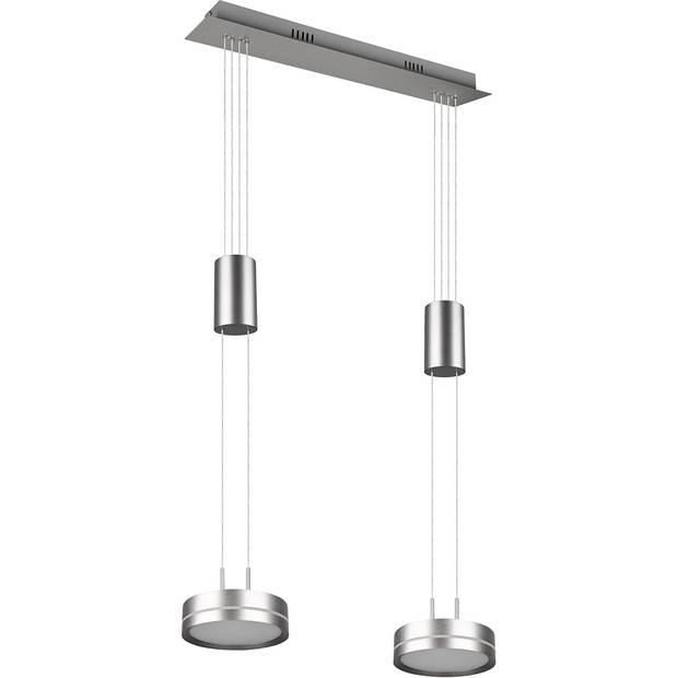 LED Hanglamp - Hangverlichting - Trion Franco - 14.4W - 2-lichts - Warm Wit 3000K - Dimbaar - Rond - Mat Nikkel -
