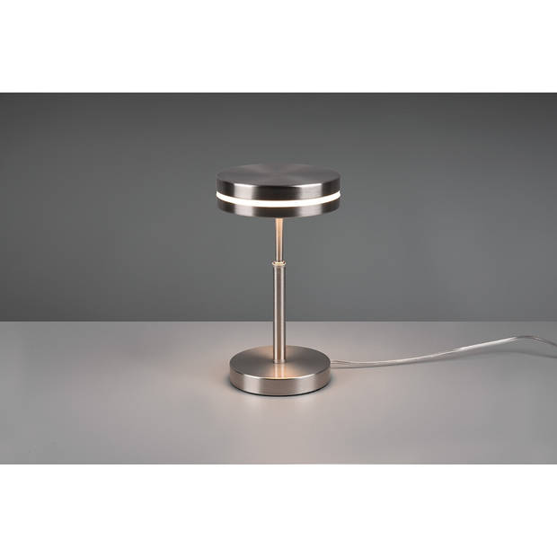 LED Tafellamp - Trion Franco - 6W - Warm Wit 3000K - Rond - Mat Nikkel - Aluminium