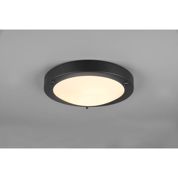 LED Plafondlamp - Badkamerlamp - Trion Condi - Opbouw Rond - Spatwaterdicht IP44 - E27 Fitting - Mat Zwart Aluminium -