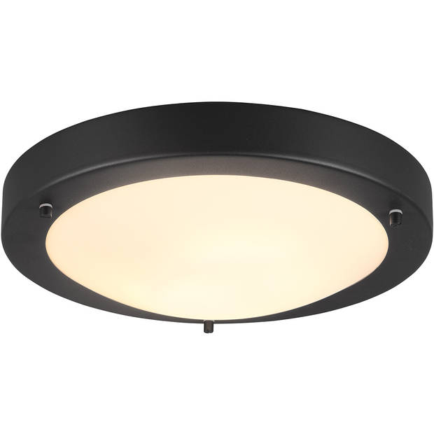 LED Plafondlamp - Badkamerlamp - Trion Condi - Opbouw Rond - Spatwaterdicht IP44 - E27 Fitting - Mat Zwart Aluminium -