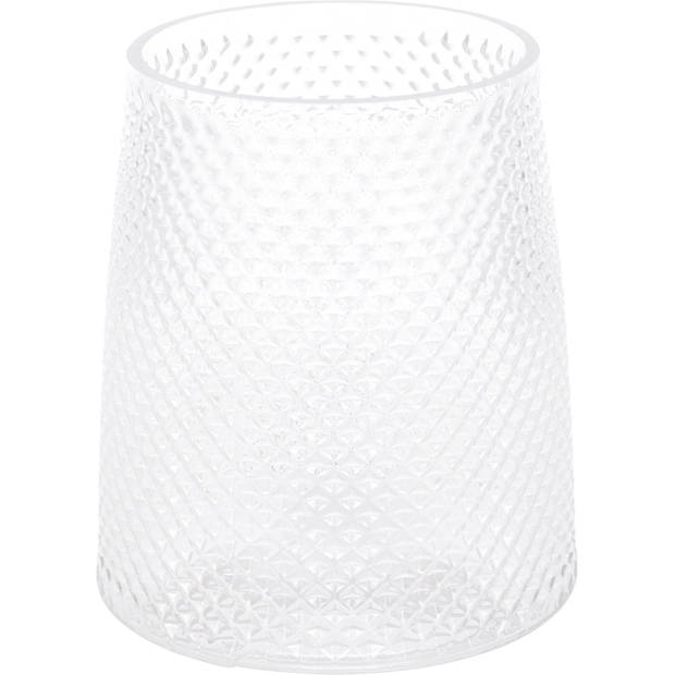 Cilindervaas gestipt/geribbeld glas transparant 13 x 15 cm - Vazen