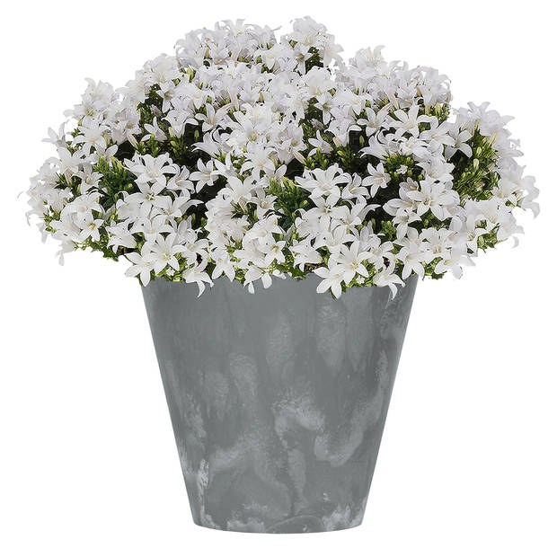 Kunststof bloempot/plantenpot betonlook 25 cm grijs - Plantenpotten