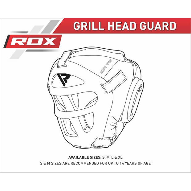 RDX Sports T1 Hoofdbeschermer Met Verwijderbare Gezichtskooi - Large - Kleur: Zwart - Kunstleer