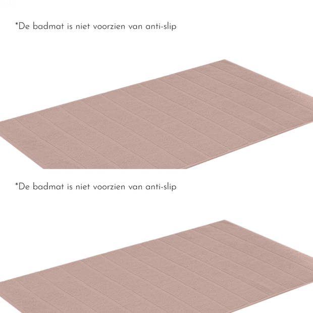 Today badmat rose 2-delig - douchemat geschikt voor douche en toilet - badkamer matten set 50x80 cm zonder anti-slip -