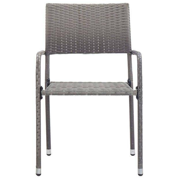 The Living Store Poly rattan tuinset - eettafel 170x80x74 cm - glazen tafelblad - 8 stapelbare stoelen -