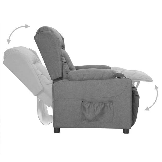 The Living Store Verstelbare stoel - Fauteuil - Lichtgrijs - 72.5x96x99.5cm - Met 2 bekerhouders