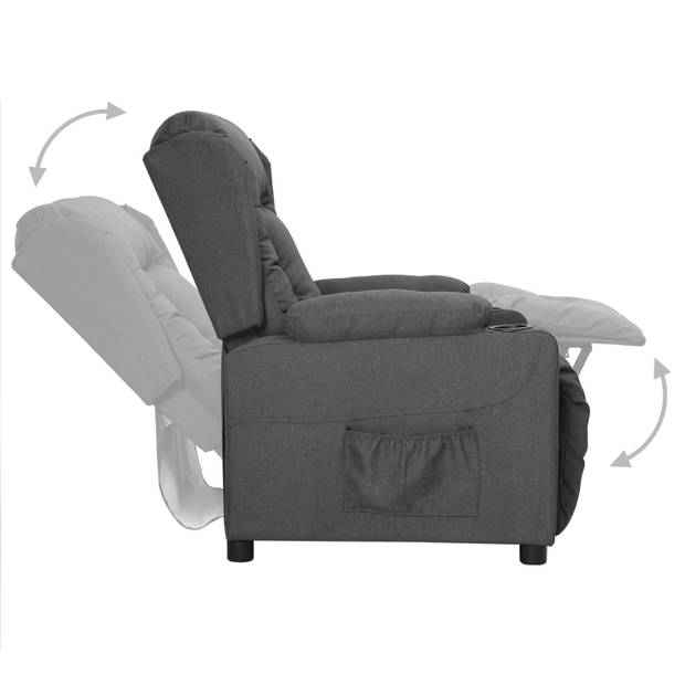 The Living Store Verstelbare Fauteuil - Donkergrijs - 72.5 x 96 x 99.5 cm - Met 2 Bekerhouders