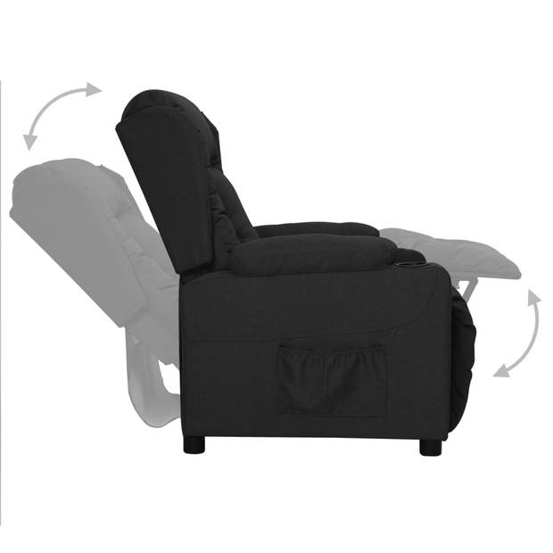 The Living Store Verstelbare Fauteuil - Zwart - 72.5x96x99.5 cm - Met 2 Bekerhouders