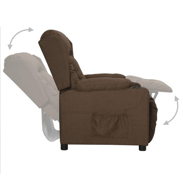 The Living Store Verstelbare Fauteuil - Bruin - 72.5 x 96 x 99.5 cm - Met 2 bekerhouders