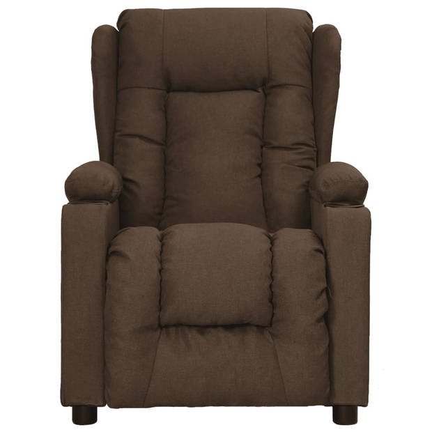 The Living Store Verstelbare Fauteuil - Bruin - 72.5 x 96 x 99.5 cm - Met 2 bekerhouders